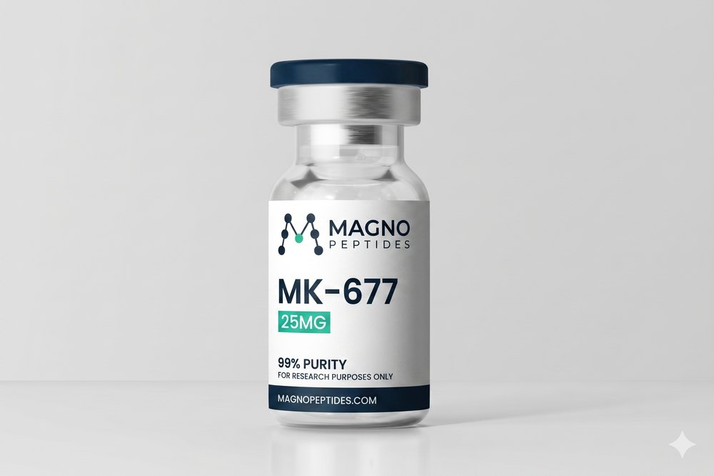 Vial de MK-677 / Ibutamoren 25 mg · cápsulas - pureza 99% - Magno Peptides